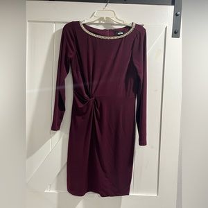 Jessica Simpson plum rhinestone neckline dress. Size 8